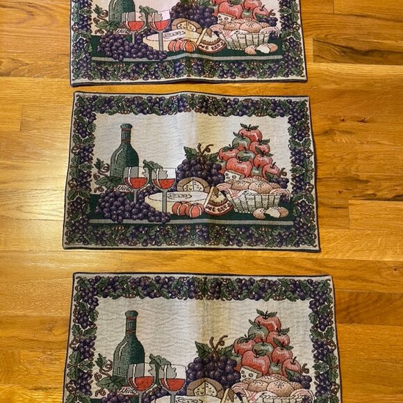 3 Tapestry Placemats + Earthenware Bowl - Picture 2 of 11